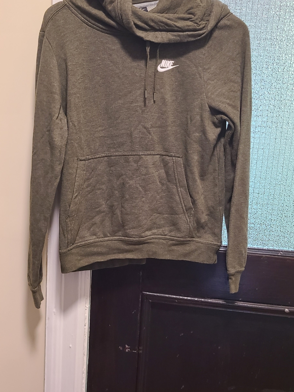 Nike Olive Women's Pullover Hoodie with White Logo